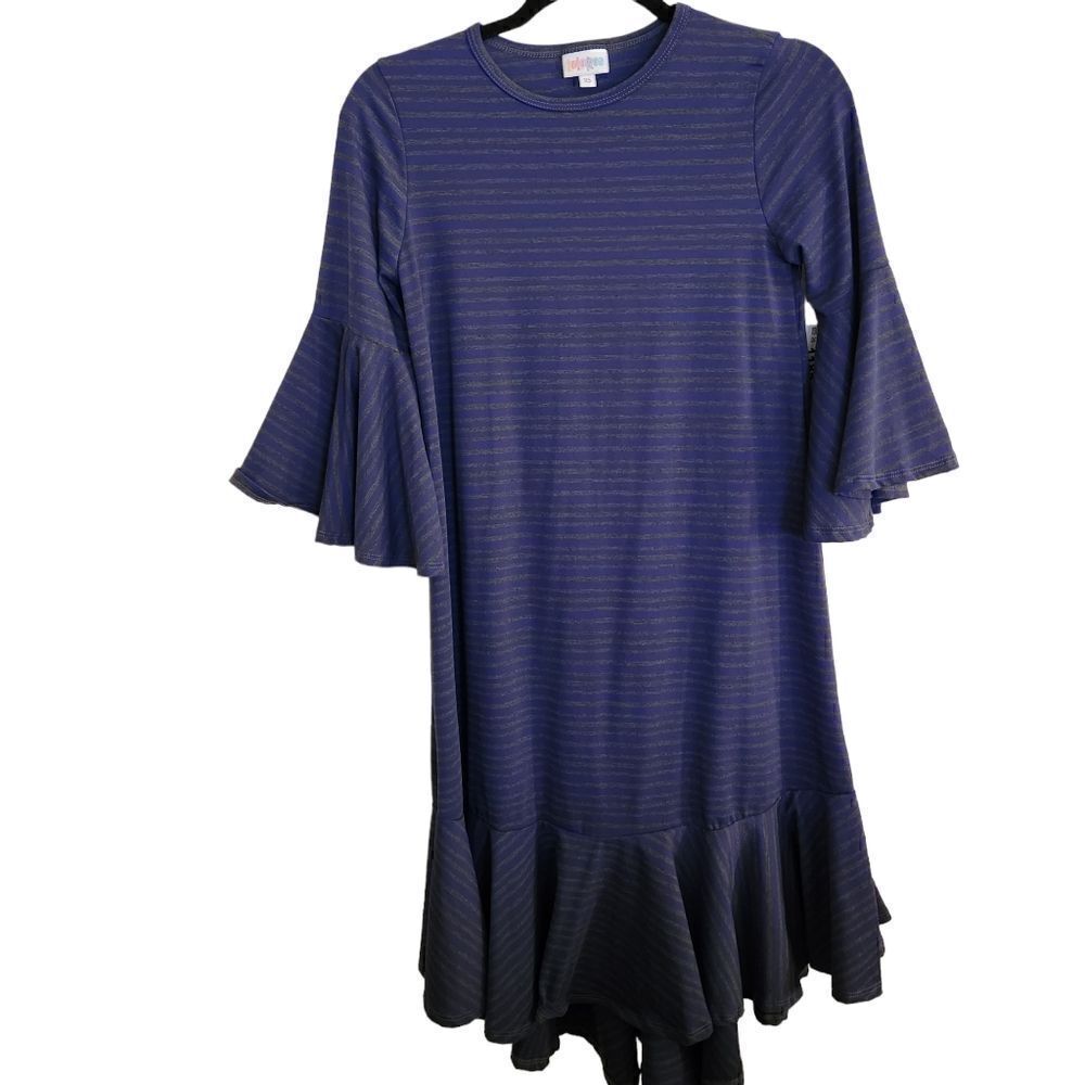 LuLaRoeย Simply Comfortable Maurine Ruffle TrimโBellโSleeveโDressโSizeโXS